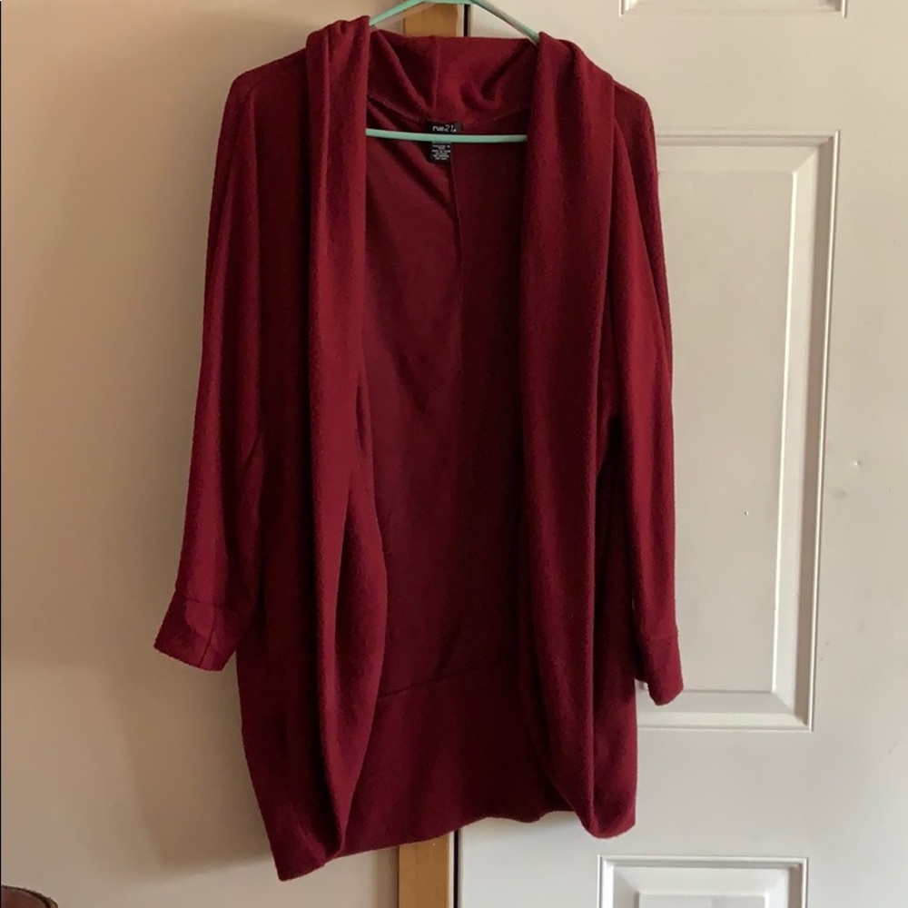 Red cardigan